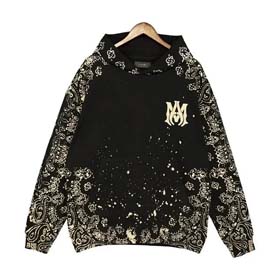 AMIRI new cashew flower and baby's breath print men's and women's casual loose hooded sweatshirt-2511