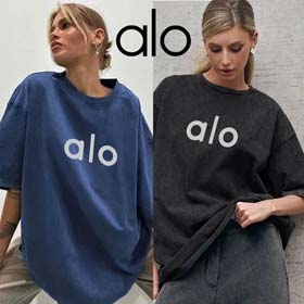 ALO Yoga Clothes Women European and American Loose Casual Short Sleeve T-shirt-2568  