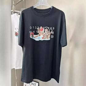 MM6 Maison Margiela Cat Playing Ball Print Cotton Drop Shoulder Short Sleeve T-shirt-2801  